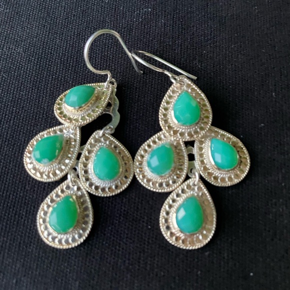 Anna Beck | 18K Gold-Plated Chrysoprase Chandelier Earrings - Picture 12 of 14